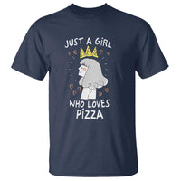Just A Girl Who Loves Pizza T Shirt Cute Queen Pizza Crown - Wonder Print Shop