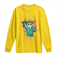 Cat Statue Of Liberty Long Sleeve Shirt Patriotic American Flag - Wonder Print Shop