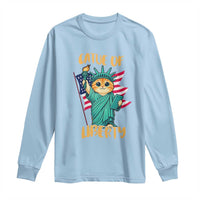 Cat Statue Of Liberty Long Sleeve Shirt Patriotic American Flag - Wonder Print Shop