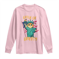 Cat Statue Of Liberty Long Sleeve Shirt Patriotic American Flag - Wonder Print Shop