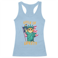 Cat Statue Of Liberty Racerback Tank Top Patriotic American Flag - Wonder Print Shop