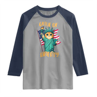 Cat Statue Of Liberty Raglan Shirt Patriotic American Flag - Wonder Print Shop