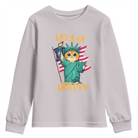Cat Statue Of Liberty Youth Sweatshirt Patriotic American Flag - Wonder Print Shop
