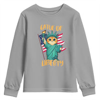 Cat Statue Of Liberty Youth Sweatshirt Patriotic American Flag - Wonder Print Shop
