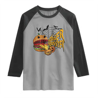 Halloween Burger Monster Raglan Shirt Scary Foodies - Wonder Print Shop