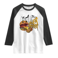 Halloween Burger Monster Raglan Shirt Scary Foodies - Wonder Print Shop