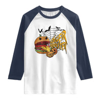 Halloween Burger Monster Raglan Shirt Scary Foodies - Wonder Print Shop