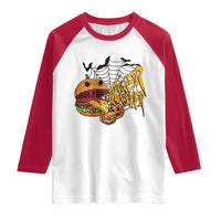 Halloween Burger Monster Raglan Shirt Scary Foodies - Wonder Print Shop