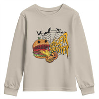 Halloween Burger Monster Youth Sweatshirt Scary Foodies - Wonder Print Shop