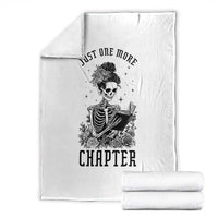 Funny Skeleton Book Lover Throw Blanket Just One More Chapter