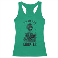 Funny Skeleton Book Lover Racerback Tank Top Just One More Chapter