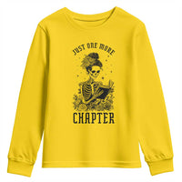 Funny Skeleton Book Lover Youth Sweatshirt Just One More Chapter