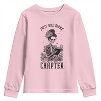 Funny Skeleton Book Lover Youth Sweatshirt Just One More Chapter