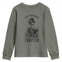Funny Skeleton Book Lover Youth Sweatshirt Just One More Chapter