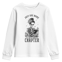 Funny Skeleton Book Lover Youth Sweatshirt Just One More Chapter