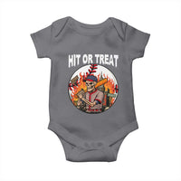 Funny Halloween Baseball Baby Onesie Hit Or Treat Skeleton Player - Wonder Print Shop