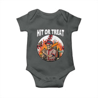 Funny Halloween Baseball Baby Onesie Hit Or Treat Skeleton Player - Wonder Print Shop