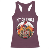 Funny Halloween Baseball Racerback Tank Top Hit Or Treat Skeleton Player - Wonder Print Shop