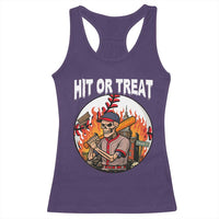 Funny Halloween Baseball Racerback Tank Top Hit Or Treat Skeleton Player - Wonder Print Shop