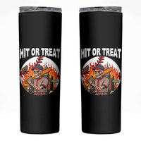 Funny Halloween Baseball Skinny Tumbler Hit Or Treat Skeleton Player