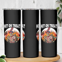 Funny Halloween Baseball Skinny Tumbler Hit Or Treat Skeleton Player