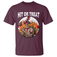 Funny Halloween Baseball T Shirt Hit Or Treat Skeleton Player - Wonder Print Shop