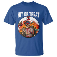 Funny Halloween Baseball T Shirt Hit Or Treat Skeleton Player - Wonder Print Shop
