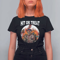 Funny Halloween Baseball T Shirt For Women Hit Or Treat Skeleton Player - Wonder Print Shop
