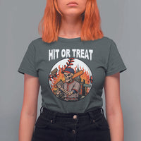 Funny Halloween Baseball T Shirt For Women Hit Or Treat Skeleton Player - Wonder Print Shop