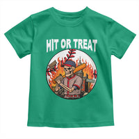 Funny Halloween Baseball Toddler T Shirt Hit Or Treat Skeleton Player - Wonder Print Shop