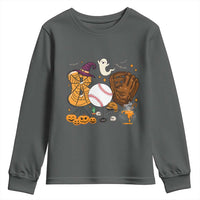 Halloween Baseball Youth Sweatshirt Funny Boo Player Gift For Catcher - Wonder Print Shop