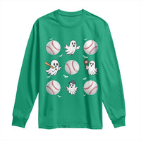 Halloween Baseball Long Sleeve Shirt Cute Ghost Playing Ball Gift - Wonder Print Shop
