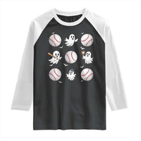 Halloween Baseball Raglan Shirt Cute Ghost Playing Ball Gift - Wonder Print Shop