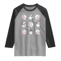 Halloween Baseball Raglan Shirt Cute Ghost Playing Ball Gift - Wonder Print Shop