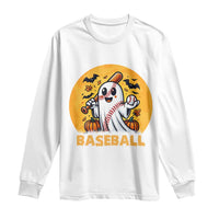 Funny Halloween Baseball Long Sleeve Shirt Cute Boo Playing Ball Gift - Wonder Print Shop