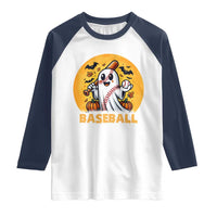 Funny Halloween Baseball Raglan Shirt Cute Boo Playing Ball Gift - Wonder Print Shop