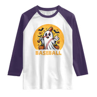 Funny Halloween Baseball Raglan Shirt Cute Boo Playing Ball Gift - Wonder Print Shop