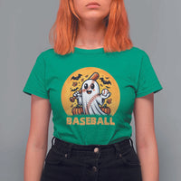 Funny Halloween Baseball T Shirt For Women Cute Boo Playing Ball Gift - Wonder Print Shop