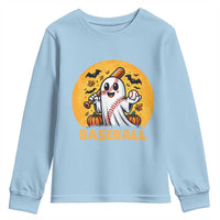 Funny Halloween Baseball Youth Sweatshirt Cute Boo Playing Ball Gift - Wonder Print Shop