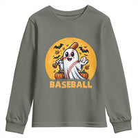 Funny Halloween Baseball Youth Sweatshirt Cute Boo Playing Ball Gift - Wonder Print Shop