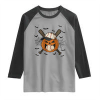 Creepy Jack O Lantern Baseball Raglan Shirt Halloween Gift - Wonder Print Shop