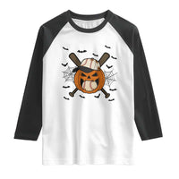 Creepy Jack O Lantern Baseball Raglan Shirt Halloween Gift - Wonder Print Shop