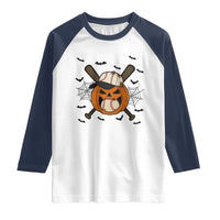 Creepy Jack O Lantern Baseball Raglan Shirt Halloween Gift - Wonder Print Shop