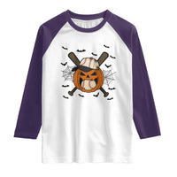 Creepy Jack O Lantern Baseball Raglan Shirt Halloween Gift - Wonder Print Shop