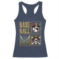 Funny Pirate Skeleton Baseball Racerback Tank Top Sports Lover Gifts - Wonder Print Shop