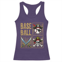 Funny Pirate Skeleton Baseball Racerback Tank Top Sports Lover Gifts - Wonder Print Shop