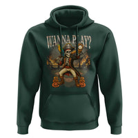 Halloween Baseball Hoodie Funny Wanna Play Dabbing Pirate Skeleton Catcher - Wonder Print Shop