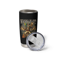 Halloween Baseball Tumbler Cup Funny Wanna Play Dabbing Pirate Skeleton Catcher