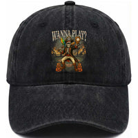 Halloween Baseball Washed Cotton Baseball Cap Funny Wanna Play Dabbing Pirate Skeleton Catcher