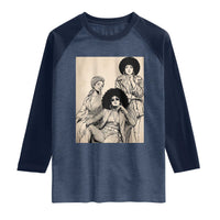 Vintage 70s Afro Queen Black Girl Pride Fashion Raglan Shirt
